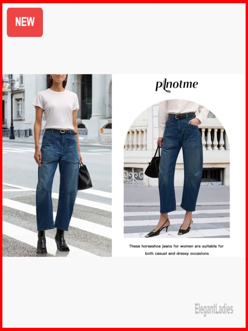 High Waisted Wide Leg Barrel Jeans Vintage Denim Pants with Patch Pockets - Picture 7 of 7